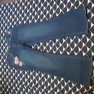 TINT STRETCH JEANS, FLORAL EMBROIDERY,  SUZE 12